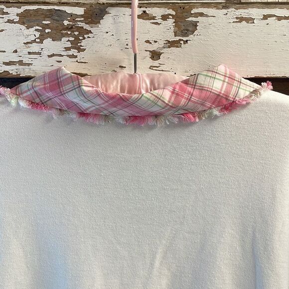 Alfred Dunner White Ladies Top, Size XL, Pink Plaid Collar & Trim - Picture 8 of 8